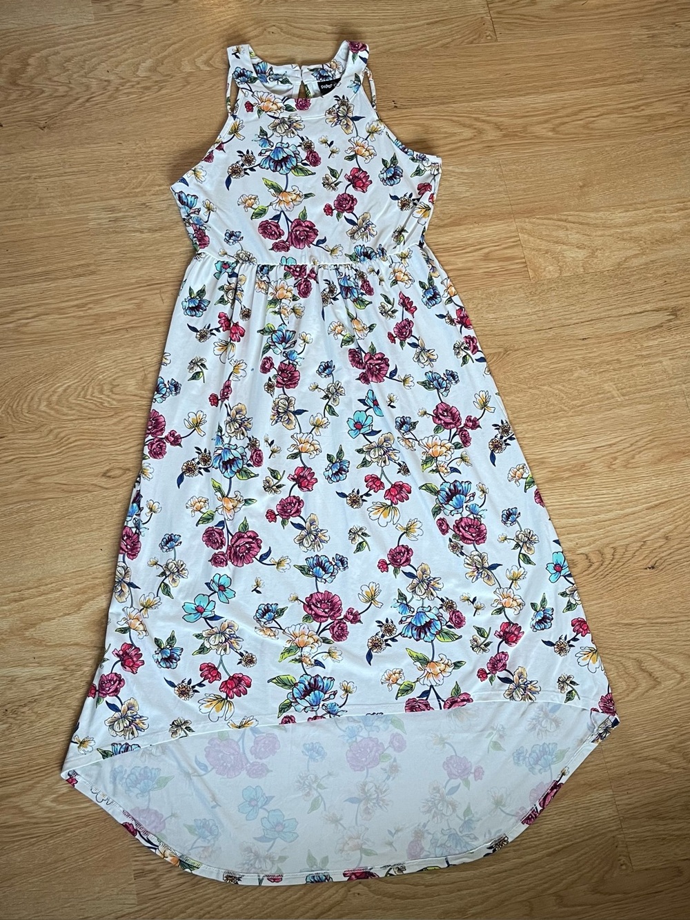 Paper Doll Girls Size 16 White Floral Hi-Low Sleeveless Scoop Neck Dress